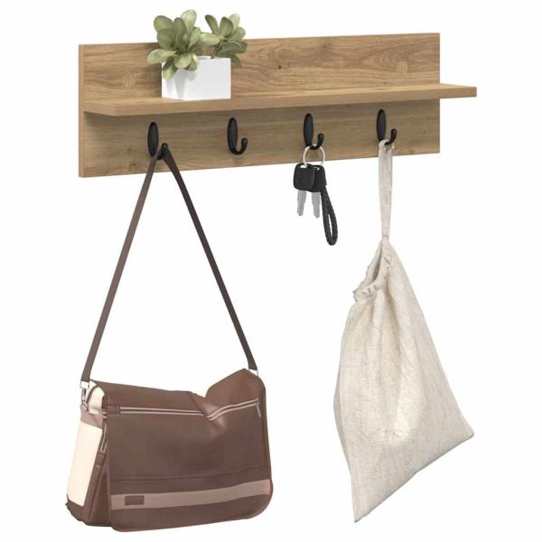 Wandmontierter Kleiderständer mit Regal Wandmontiert Eiche handwerklich