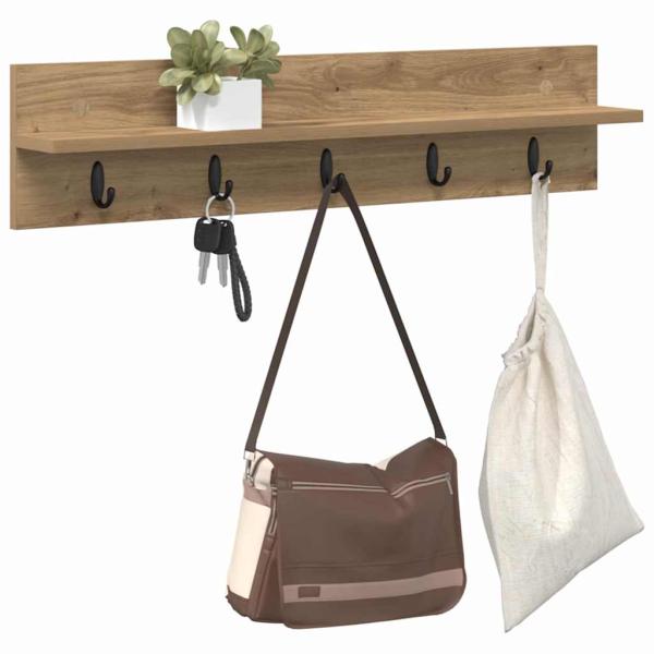 Wandmontierter Kleiderständer mit Regal Wandmontiert Eiche handwerklich