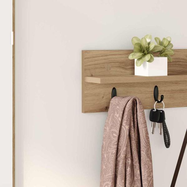 Wandmontierter Kleiderständer mit Regal Wandmontiert Eiche handwerklich