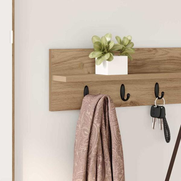 Wandmontierter Kleiderständer mit Regal Wandmontiert Eiche handwerklich