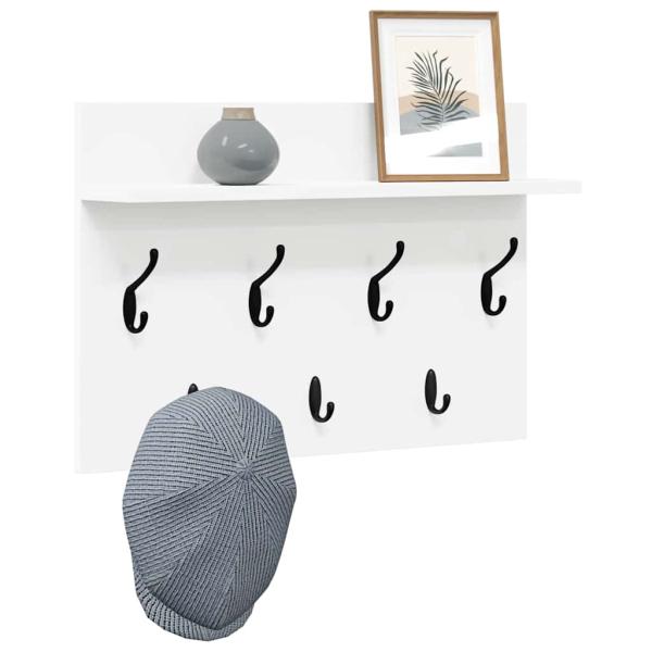 Wandmontierter Kleiderständer mit Regal Wandmontiert mit Speicher Weiß 60 x 40 x 12 cm