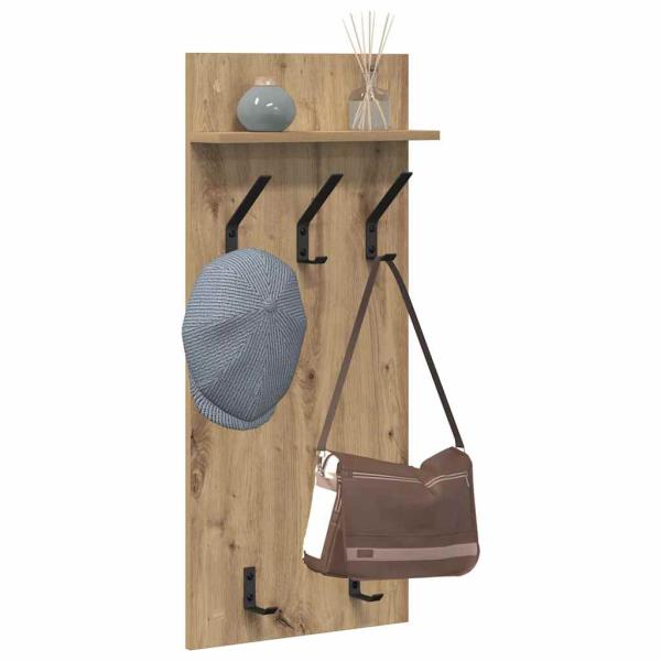 Wandmontierter Kleiderständer mit Regal Wandmontiert Eiche handwerklich