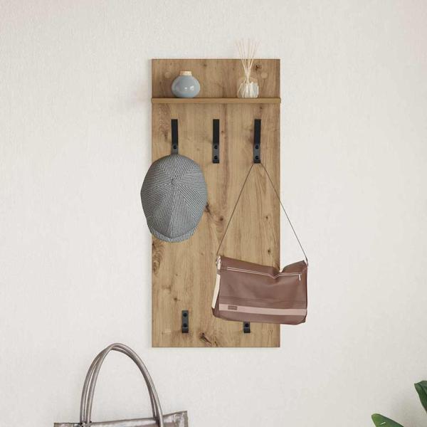 Wandmontierter Kleiderständer mit Regal Wandmontiert Eiche handwerklich