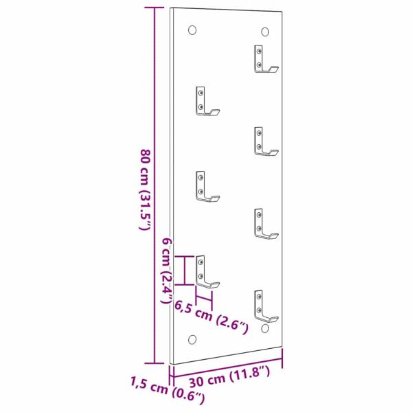 ARDEBO.de - Wandmontierter Kleiderständer Altholz 30 x 1.5 x 80 cm