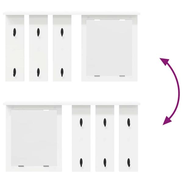 Wandmontierter Kleiderständer mit Regal Wandmontiert mit Spiegel Weiß 85 x 10 x 45 cm