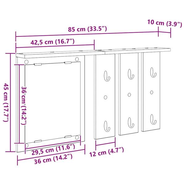 Wandmontierter Kleiderständer mit Regal Wandmontiert mit Spiegel Eiche handwerklich