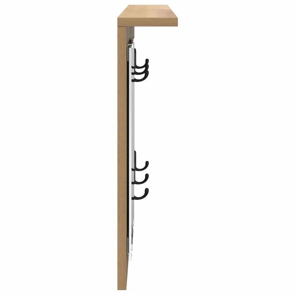 Wandmontierter Kleiderständer mit Regal Wandmontiert mit Spiegel Eiche handwerklich