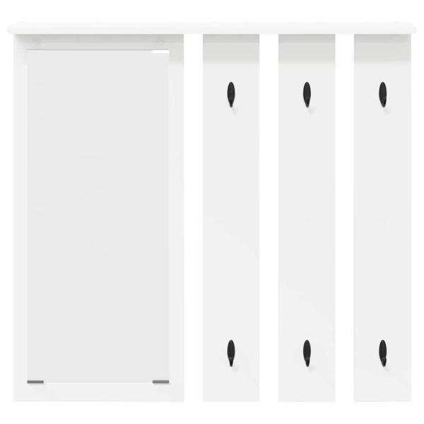 Wandmontierter Kleiderständer mit Regal Wandmontiert mit Spiegel Weiß 84 x 10 x 80 cm