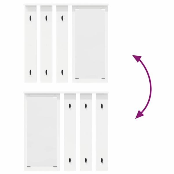 Wandmontierter Kleiderständer mit Regal Wandmontiert mit Spiegel Weiß 84 x 10 x 80 cm