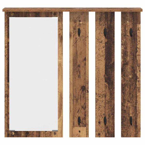 Wandmontierter Kleiderständer mit Regal Altholz 84 x 10 x 80 cm