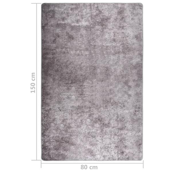 Teppich Waschbar 80x150 cm Grau Rutschfest