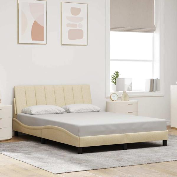 ARDEBO.de - Bettgestell ohne Matratze "Hanko" Creme 120x200 cm Stoff