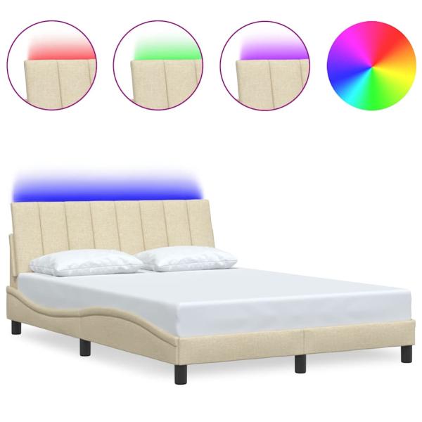 Bettgestell ohne Matratze "Hanko" Creme 120x200 cm Stoff