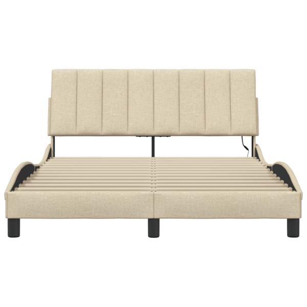 Bettgestell ohne Matratze "Hanko" Creme 120x200 cm Stoff