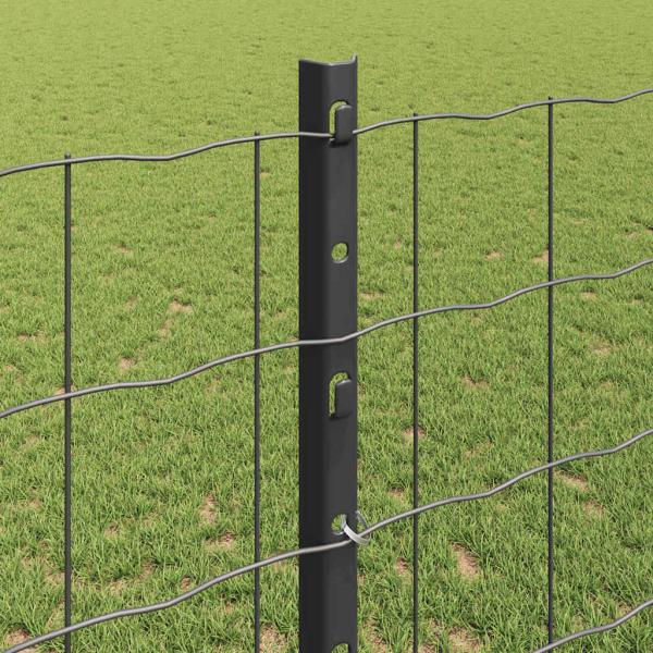 Zaun mit Pfosten Grau 1.2 x 25 m Pulverbeschichteter Stahl