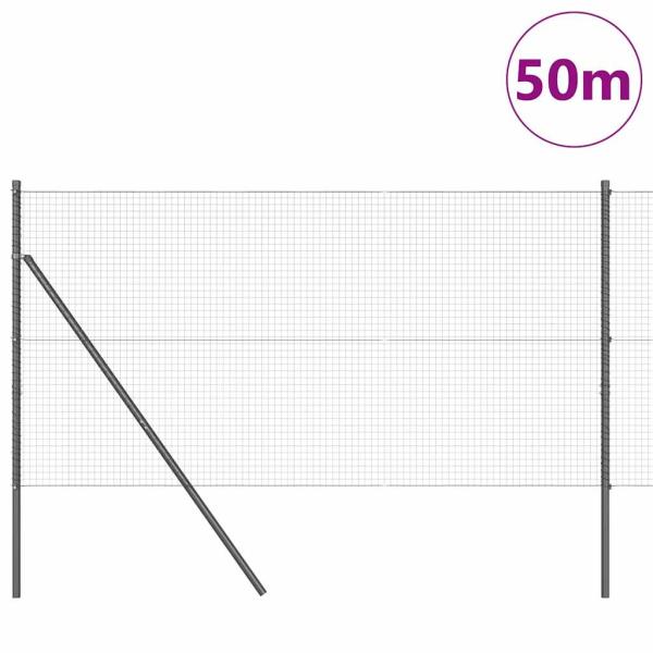Zaun mit Pfosten Grau 1.2 x 50 m