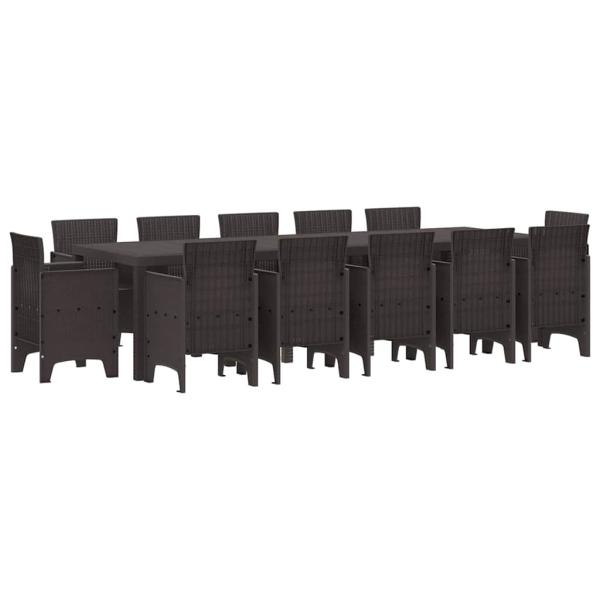 Garten Essgruppe 13 pcs Braun 300 x 100 x 73 cm Poly Rattan