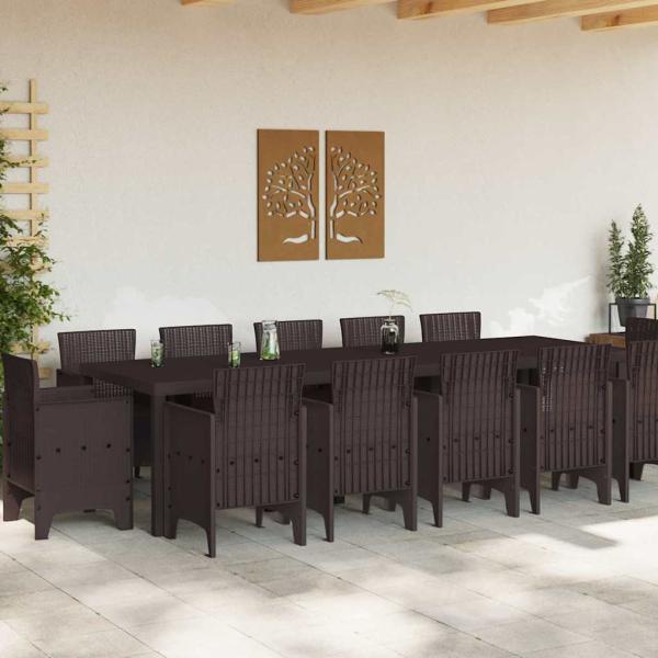 Garten Essgruppe 13 pcs Braun 300 x 100 x 73 cm Poly Rattan