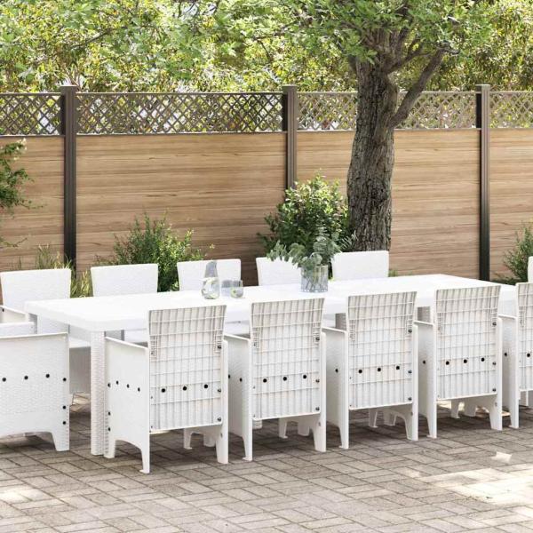 ARDEBO.de - Garten Essgruppe 13 pcs Weiß 300 x 100 x 73 cm Poly Rattan