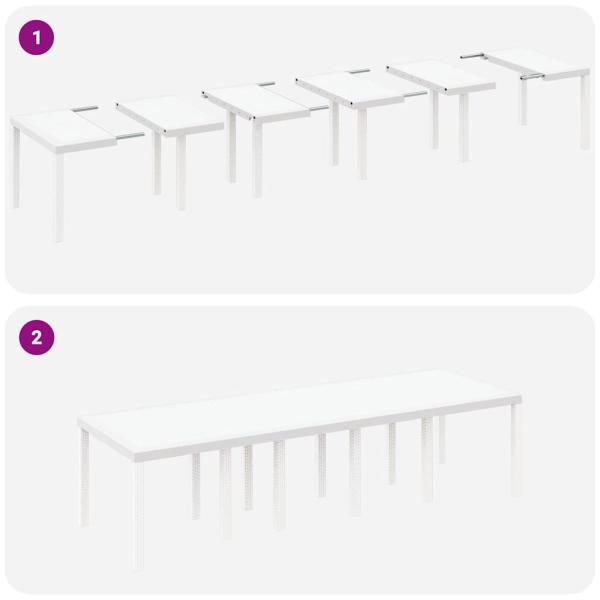 Garten Essgruppe 13 Stk. Weiß Poly Rattan