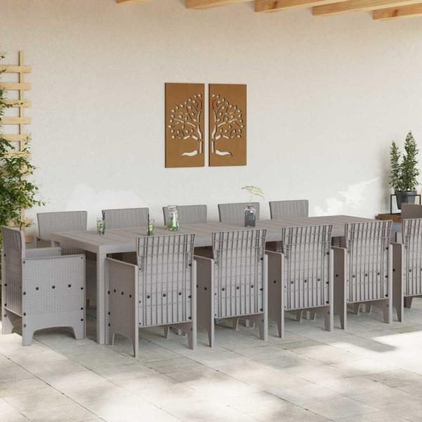 Garten Essgruppe 13 pcs Hellgrau 300 x 100 x 73 cm Poly Rattan