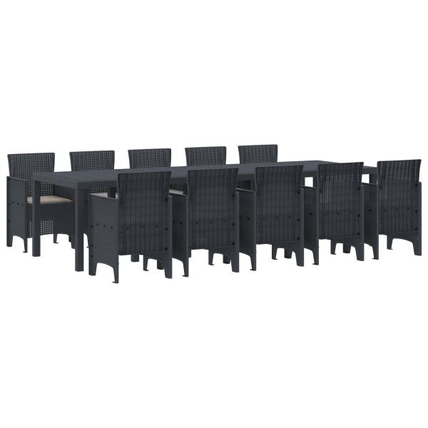 ARDEBO.de - Garten Essgruppe 11 pcs Anthrazit 300 x 100 x 73 cm Poly Rattan