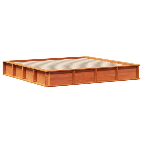 Bettgestell mit Speicher Wachsbraun 200 x 200 cm Holz