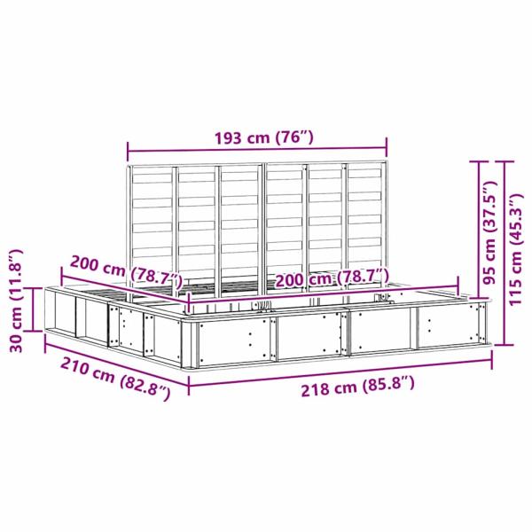 Bettgestell mit Speicher Wachsbraun 200 x 200 cm Holz