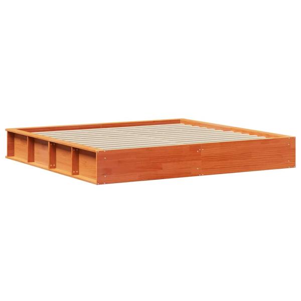Bettgestell mit Speicher Wachsbraun 200 x 200 cm Holz