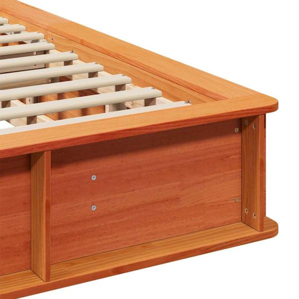 Bettgestell mit Speicher Wachsbraun 200 x 200 cm Holz