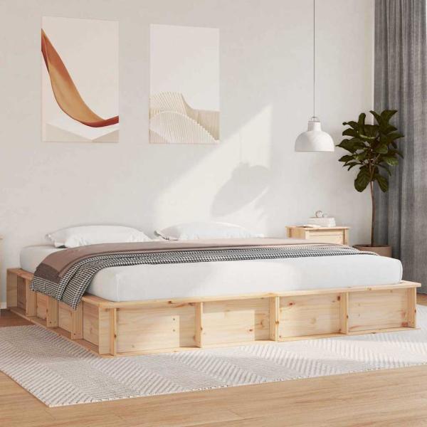 ARDEBO.de - Bettgestell mit Speicher Braun 180 x 200 cm Holz