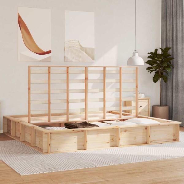 Bettgestell mit Speicher Braun 180 x 200 cm Holz