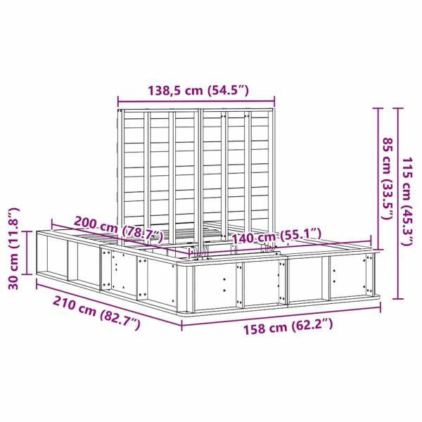 Bettgestell mit Speicher Wachsbraun 140 x 200 cm Massivholz