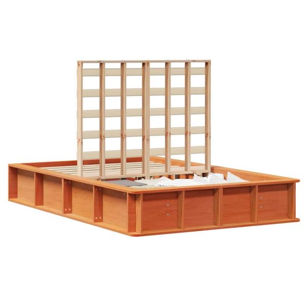 Bettgestell mit Speicher Wachsbraun 140 x 200 cm Massivholz