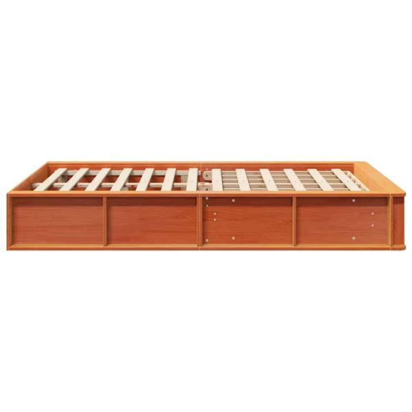 Bettgestell mit Speicher Wachsbraun 140 x 200 cm Massivholz