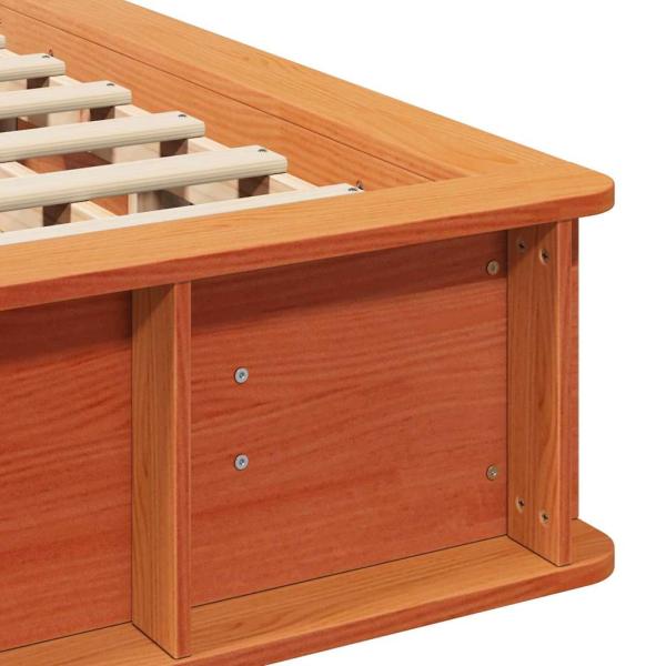 Bettgestell mit Speicher Wachsbraun 140 x 200 cm Massivholz