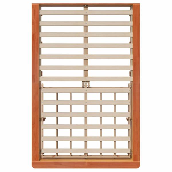 Bettgestell mit Speicher Wachsbraun 120 x 200 cm Massivholz