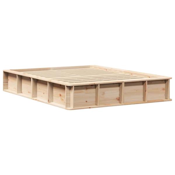 Bettgestell mit Speicher Braun 140 x 190 cm Massivholz Kiefer