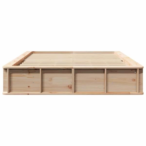 Bettgestell mit Speicher Braun 140 x 190 cm Massivholz Kiefer