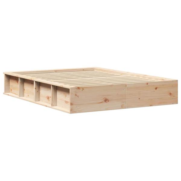 Bettgestell mit Speicher Braun 140 x 190 cm Massivholz Kiefer