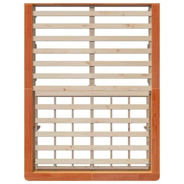 Bettgestell mit Speicher Wachsbraun 140 x 190 cm Massivholz
