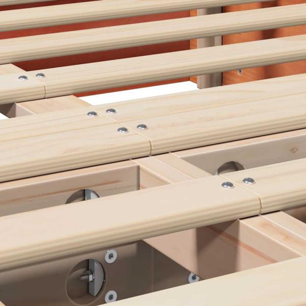 Bettgestell mit Speicher Wachsbraun 140 x 190 cm Massivholz