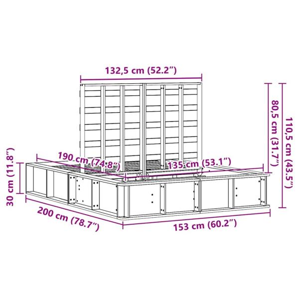 Bettgestell Wachsbraun 135 x 190 cm