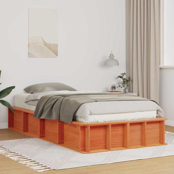 ARDEBO.de - Bettgestell mit Speicher Wachsbraun 100 x 200 cm Holz
