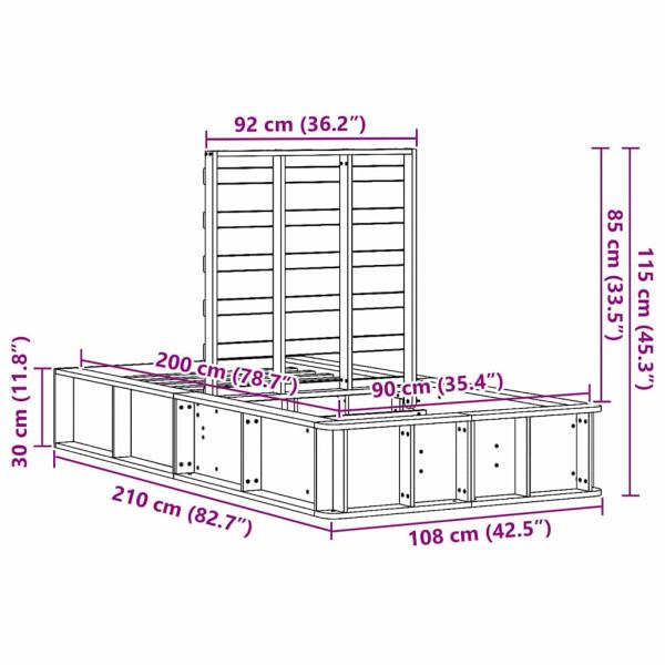 Bettgestell mit Speicher Wachsbraun 100 x 200 cm Holz