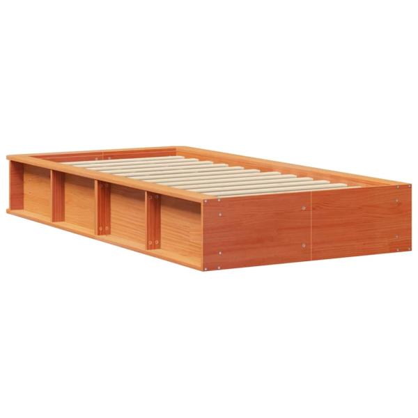 Bettgestell mit Speicher Wachsbraun 100 x 200 cm Holz