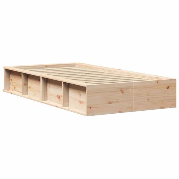 Bettgestell mit Speicher Braun 90 x 200 cm Massivholz Kiefer