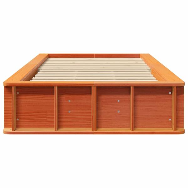 Bettgestell mit Speicher Wachsbraun 90 x 200 cm Holz