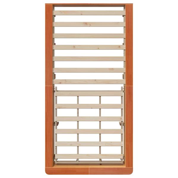 Bettgestell mit Speicher Wachsbraun 90 x 200 cm Holz