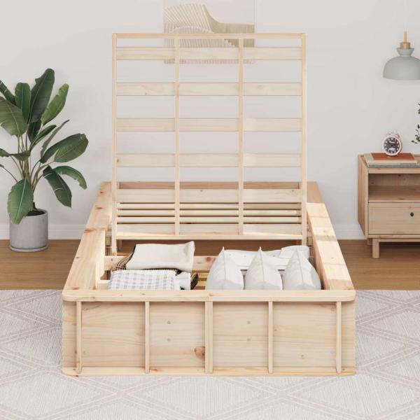 Bettgestell mit Speicher Braun 90 x 190 cm Holz